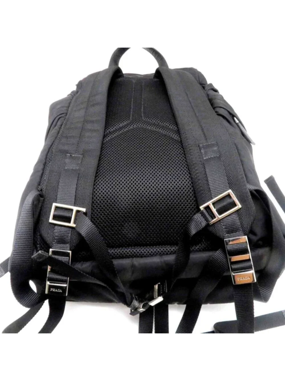 Prada Re-Nylon Saffiano Leather Backpack Black Silver Ny Nylon